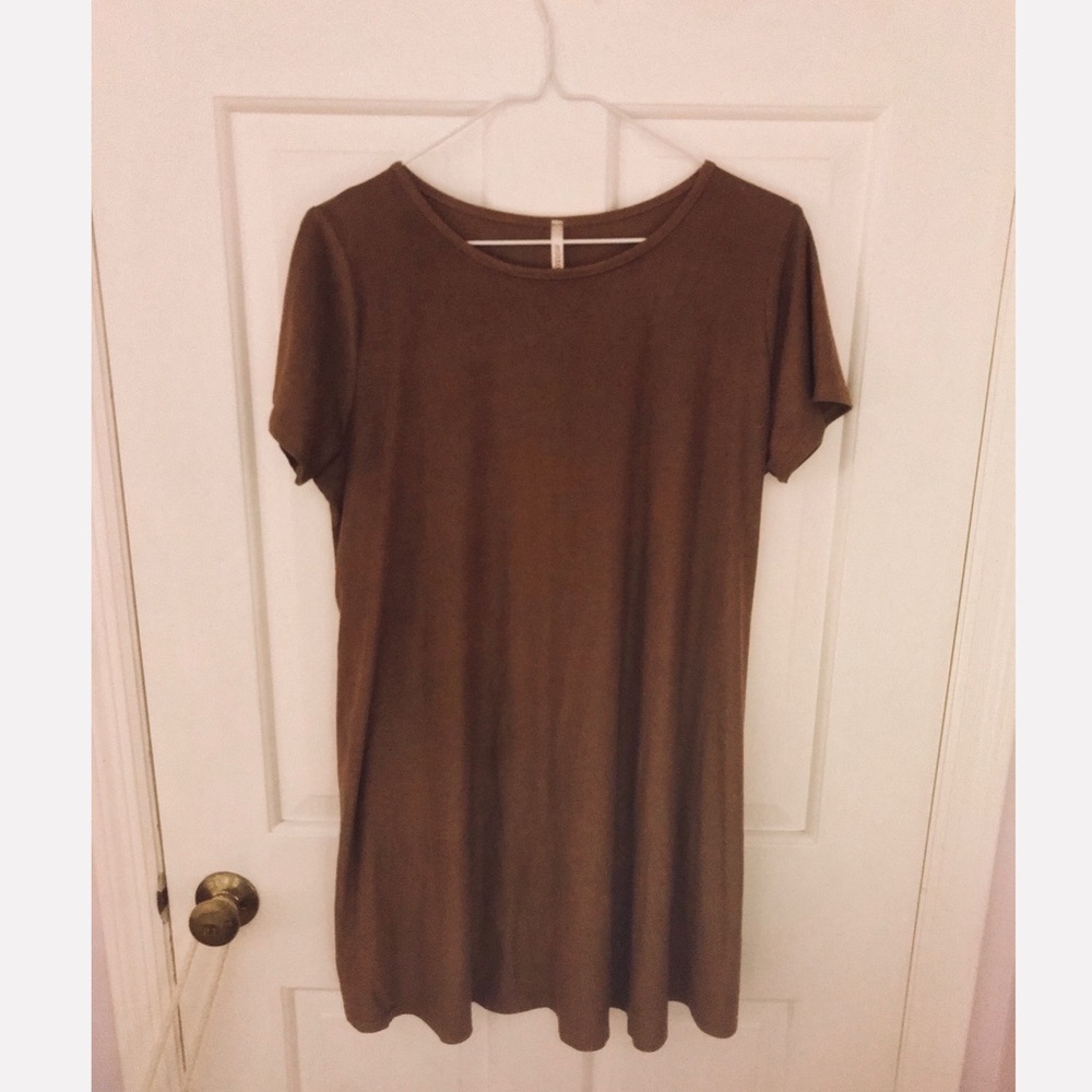 Suede material brown mini dress from ASOS